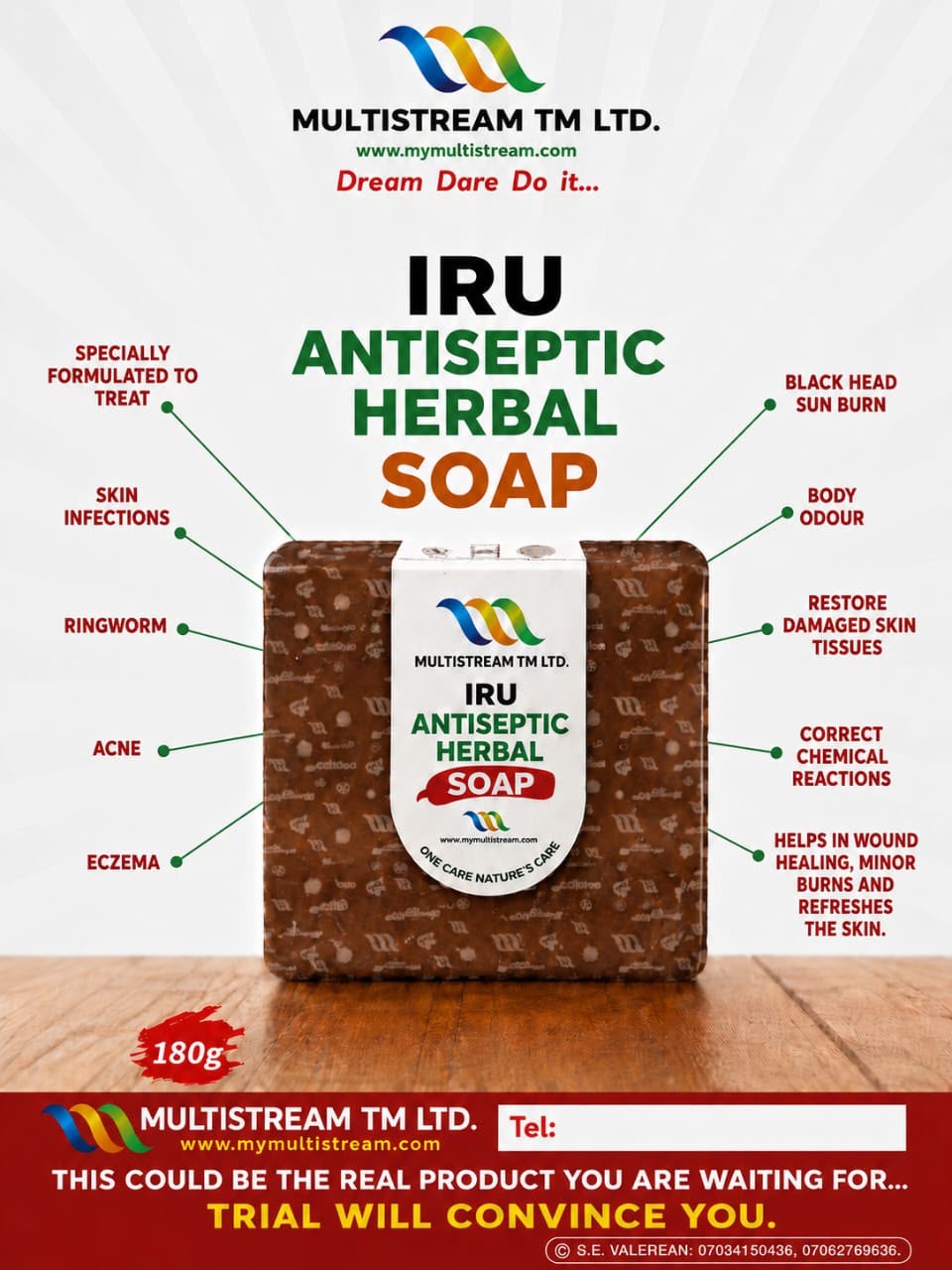 HealthFlow IRU Antiseptic Herbal Soap promotional artwork